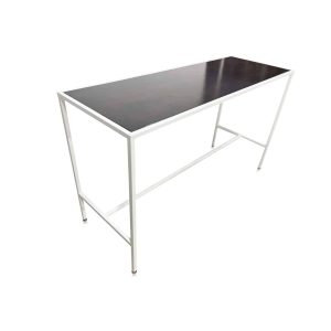 BALI WHITE COMMUNAL BAR TABLE WITH WOOD TOP